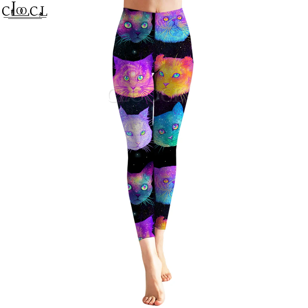 CLOOCL Seamless Leggings Yoga Pants Women Push Up Sports Trousers Psychedelic Cats Print High Waist Gym Workout Running Leggings