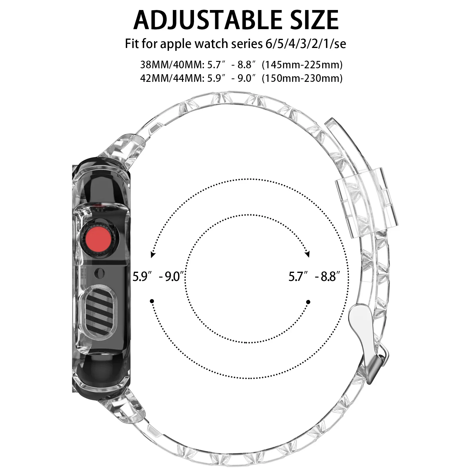 Silicone Strap +case for Apple Watch Band Series 6 SE 5 4 3 Transparent for Iwatch 6 5 bracelet 38mm 40mm 42mm 44mm accessories