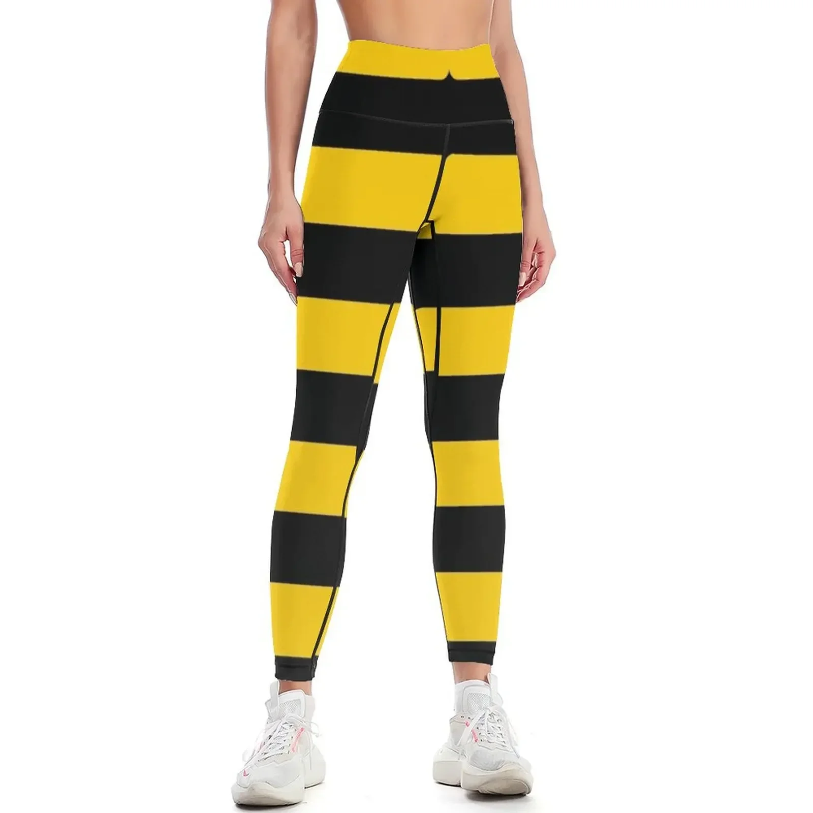 

Bee pattern black and yellow stripes Leggings active wear workout shorts Jogger pants Womens Leggings