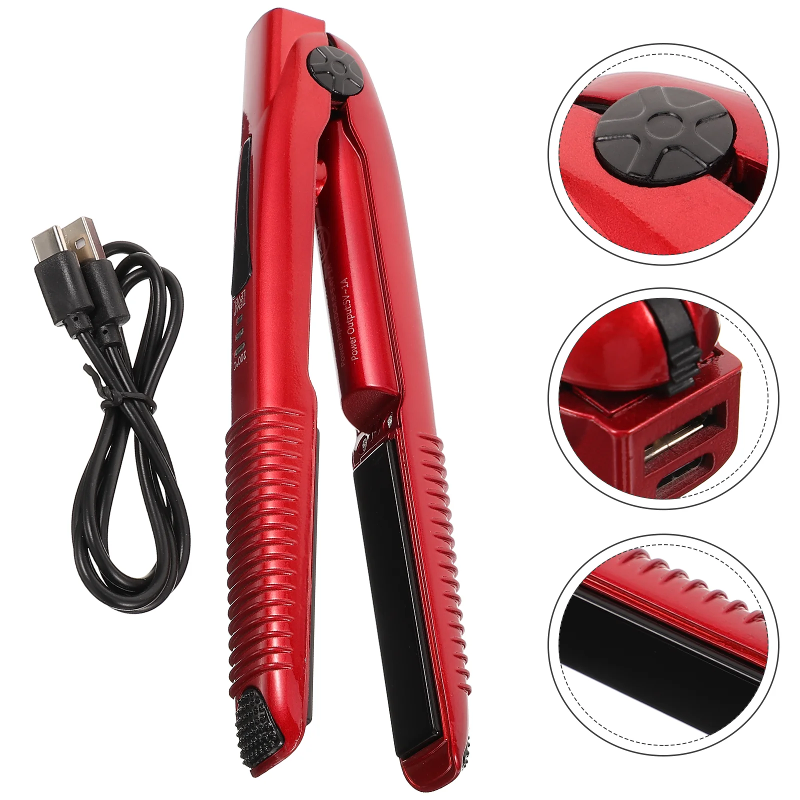 

Hair Straightener Travel Curling Wand Wireless Curler Curlers for Short Abs USB Rechargeable