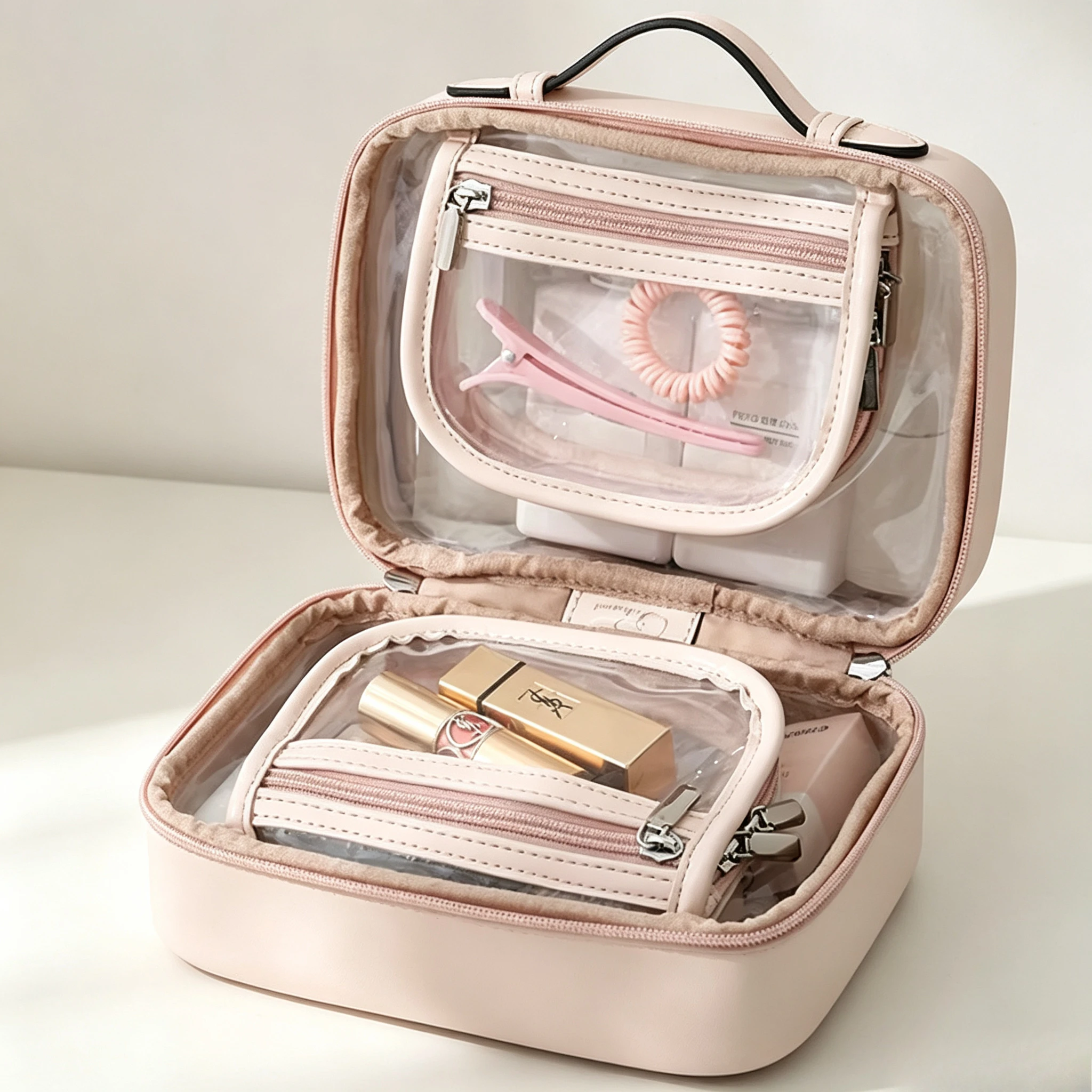 Bolsa de aseo colgante, organizador de viaje transparente, neceser transparente para mujeres y hombres, personalizable.