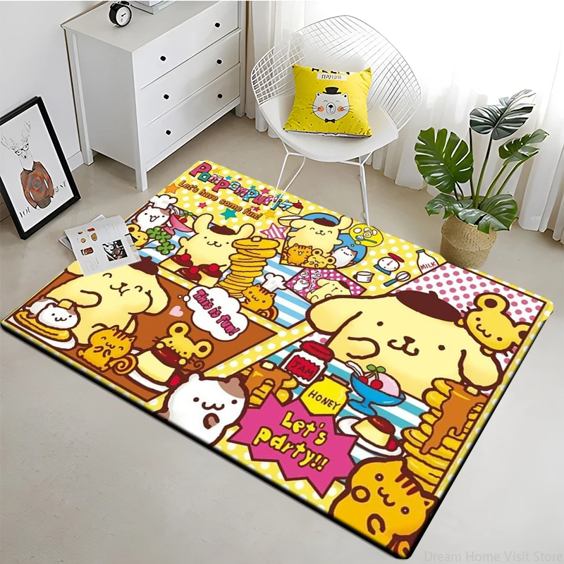 17 Sizes Sanrio Pom Pom Purin Cartoon Cute Dog Printing Area Rugs Carpet for Living Room Children's Bedroom Decor Sofa Doormats