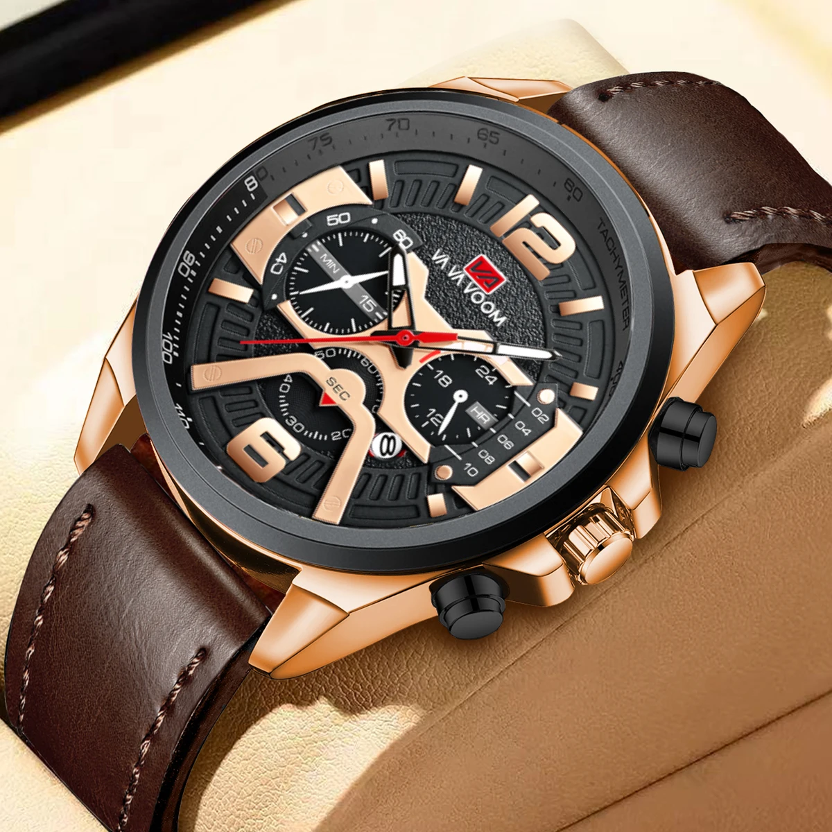 Classic Pilot Series Men Quartz Wristwatch 8329 Fashion Casual Watch Brand Aircraft  Sports Military Army Brown Leather Watches