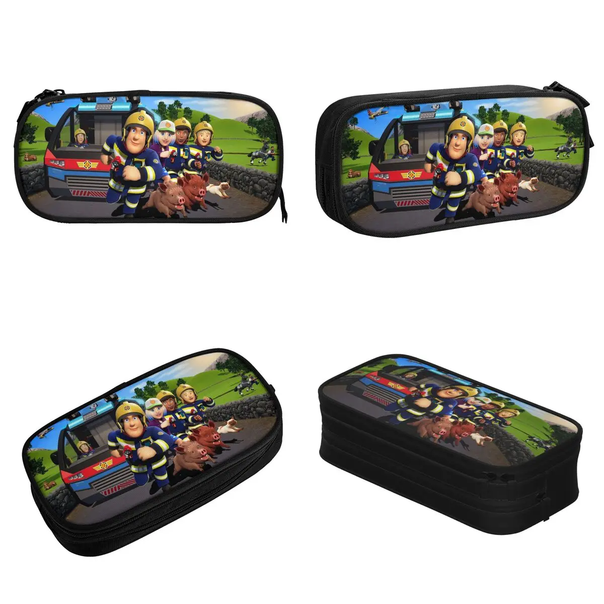 حافظات أقلام رجل الإطفاء سام، حقائب أقلام رجل الإطفاء الممتعة للفتيات والأولاد ذات سعة كبيرة، حقيبة أقلام رصاص بسحاب للمدرسة