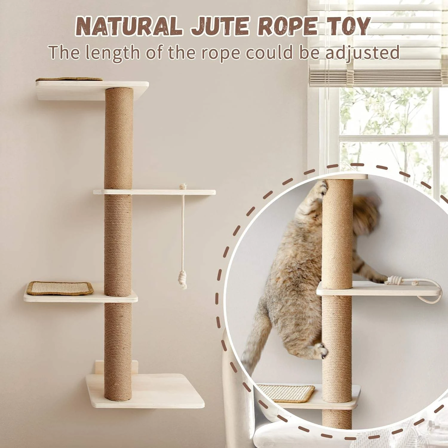 Cat Villa Design Ceiling Mount Climbing System With Wall Stairs Space Saving Indoor Activity Tree