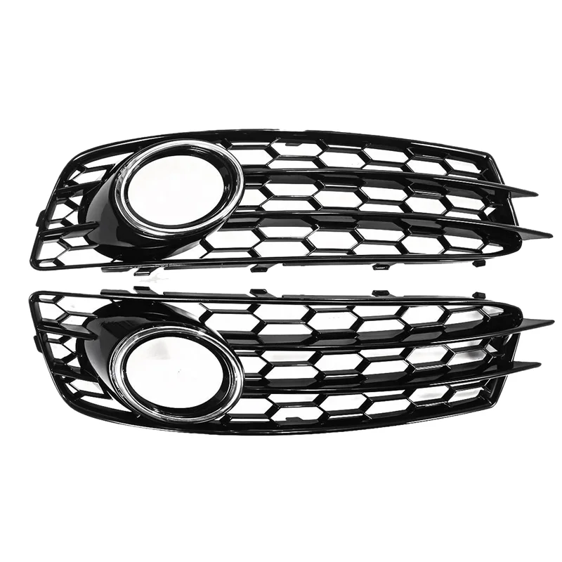 Chrome Car Front Bumper Fog Light Mesh Grille for Audi A3 8P S-Line 2009-2012 Fog Lamp Honeycomb Grille Covers