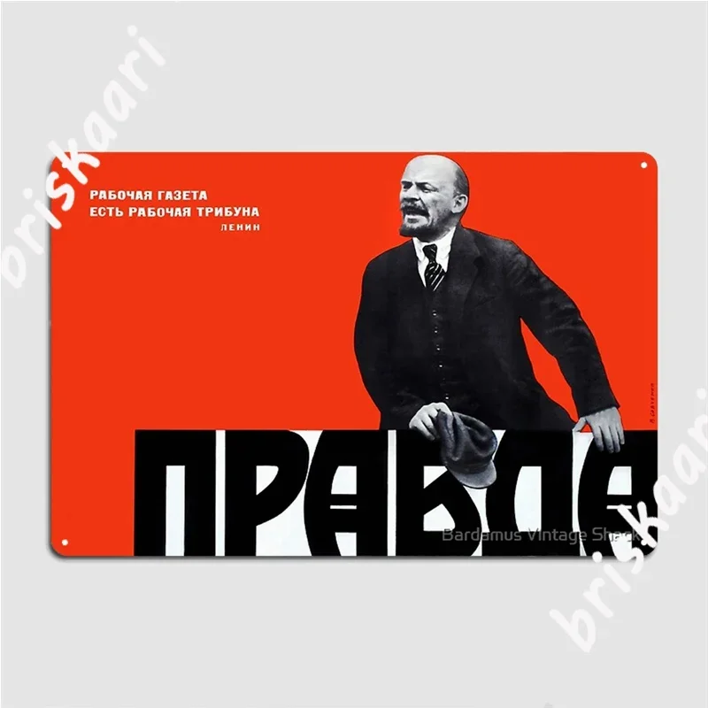 Vintage 1970s russo Pravda jornal cartaz lenin sinais de metal parede caverna barra impressão placa de parede estanho cartazes