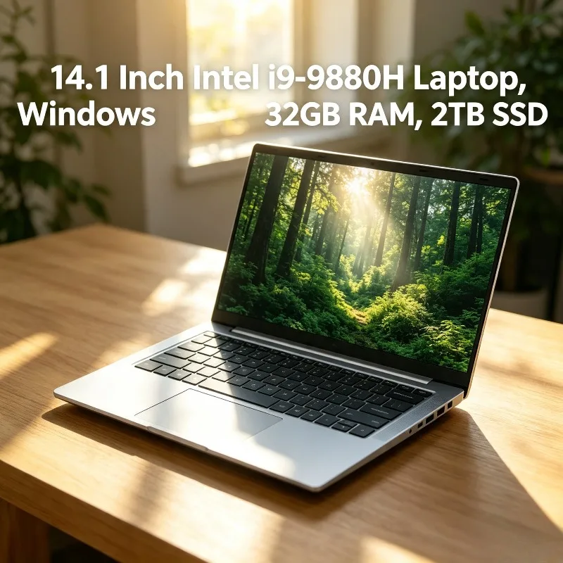 Intel i9-9880H, 14.1 Inch Ultra Thin Notebook Premium 2026, Portable Business Laptop PC DDR4 16GB/32GB RAM, 2TB SSD