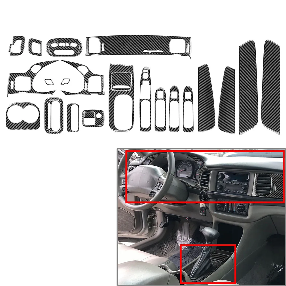27PCS Car Full Set Carbon Fiber Pattern Interior Cover Trim Kit Sticker For Chevrolet Impala 2000 2001 2002 2003 2004 2005 LHD