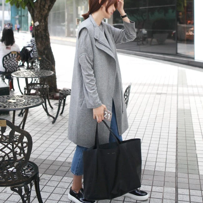 

Женское двустороннее шерстяное пальто-жакет K922 на молнии, средней длины, простое, осенне-зимнее, модное, для повседневной носки