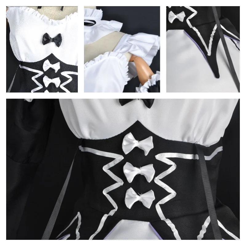 Costumes de Cosplay Rem Ram Anime Re:zero Kara Hajimeru Isekai Seikatsu Kawaii, perruque de serveuse, Costume d'halloween