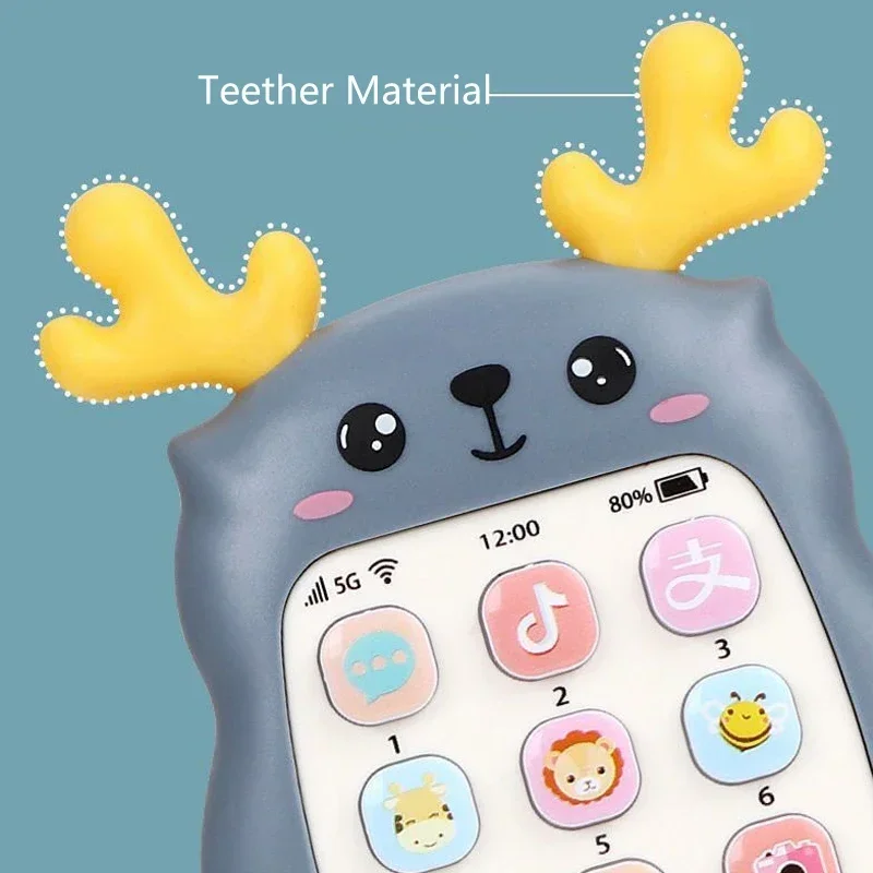 Giocattolo Telefono per Bambini Bilingue con Funzione Massaggiagengive, Musica e Voce, Giocattolo Educativo per la Prima Infanzia, Macchina Elettronica per l'Apprendimento, Regalo per Bambini, Giocattolo per Neonati