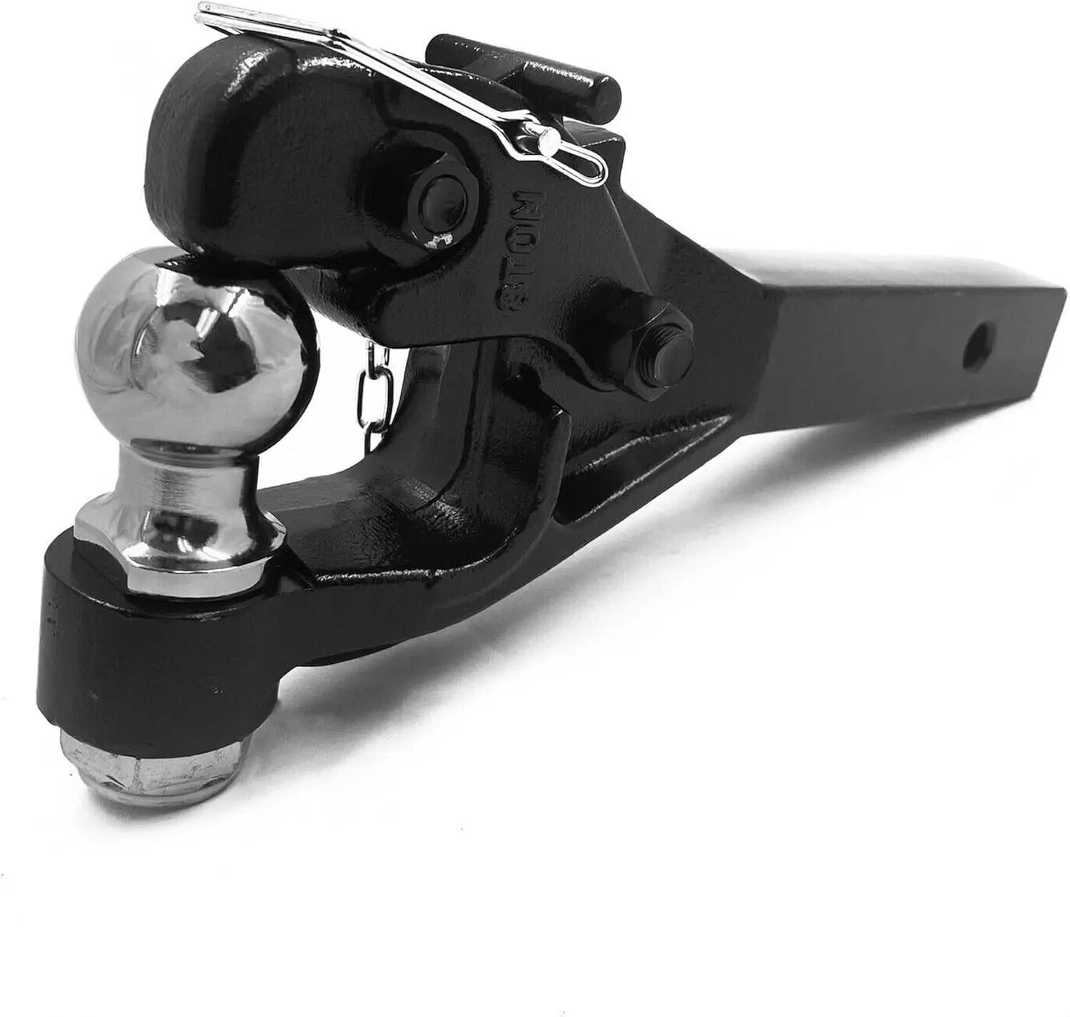 

with 2 Inch Trailer Ball and Spring-Loaded Locking Arm Durable Pintle Hitch 8-Ton /12000 LBS Black Towing Hitch Receiver Mount H