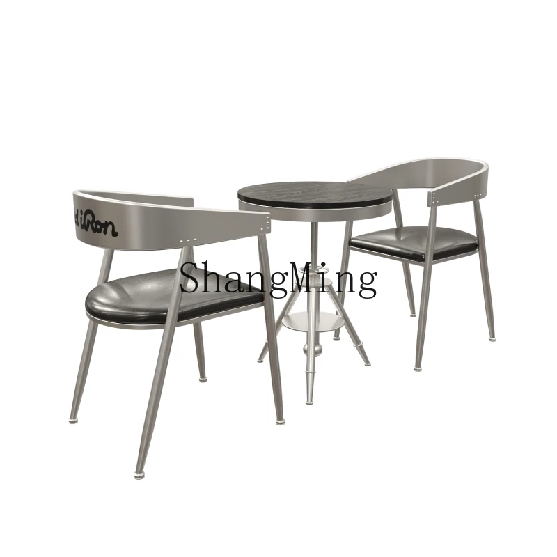 

LXY old iron workshop industrial style table and chair combination commercial wrought iron leisure table and chair