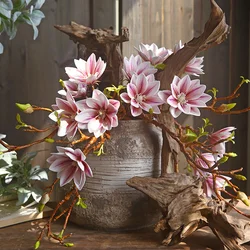 Artificial Flowers Magnolia Real Touch Bouquet For Floral Arrangement Home Office Living Room Kitchen Home Farmhouse Decor