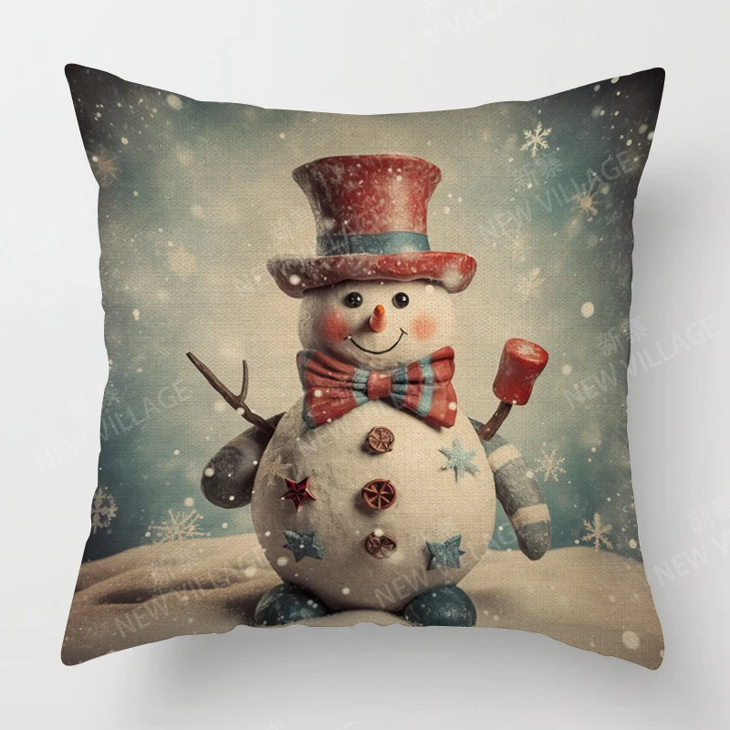 plant winter Merry Christmas throw pillow cover with short plush print for living room sofa decoration cushion cover
