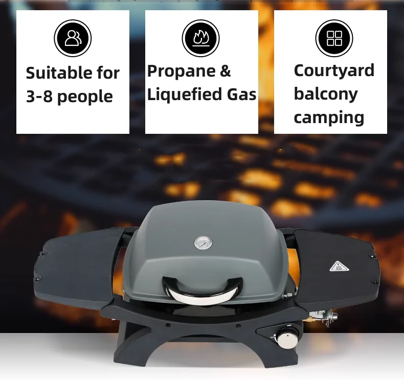 Outdoor camping detachable gas barbecue stove, home courtyard barbecue rack, car mounted portable barbecue stove