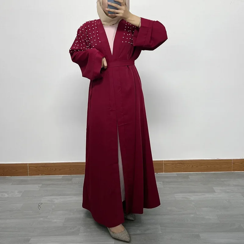 

Kimono Abayas for Women Dubai 2024 New Beaded Abaya Open Turkish Dresses Muslim Hijab Dress African Islamic Modest Outfit Kaftan