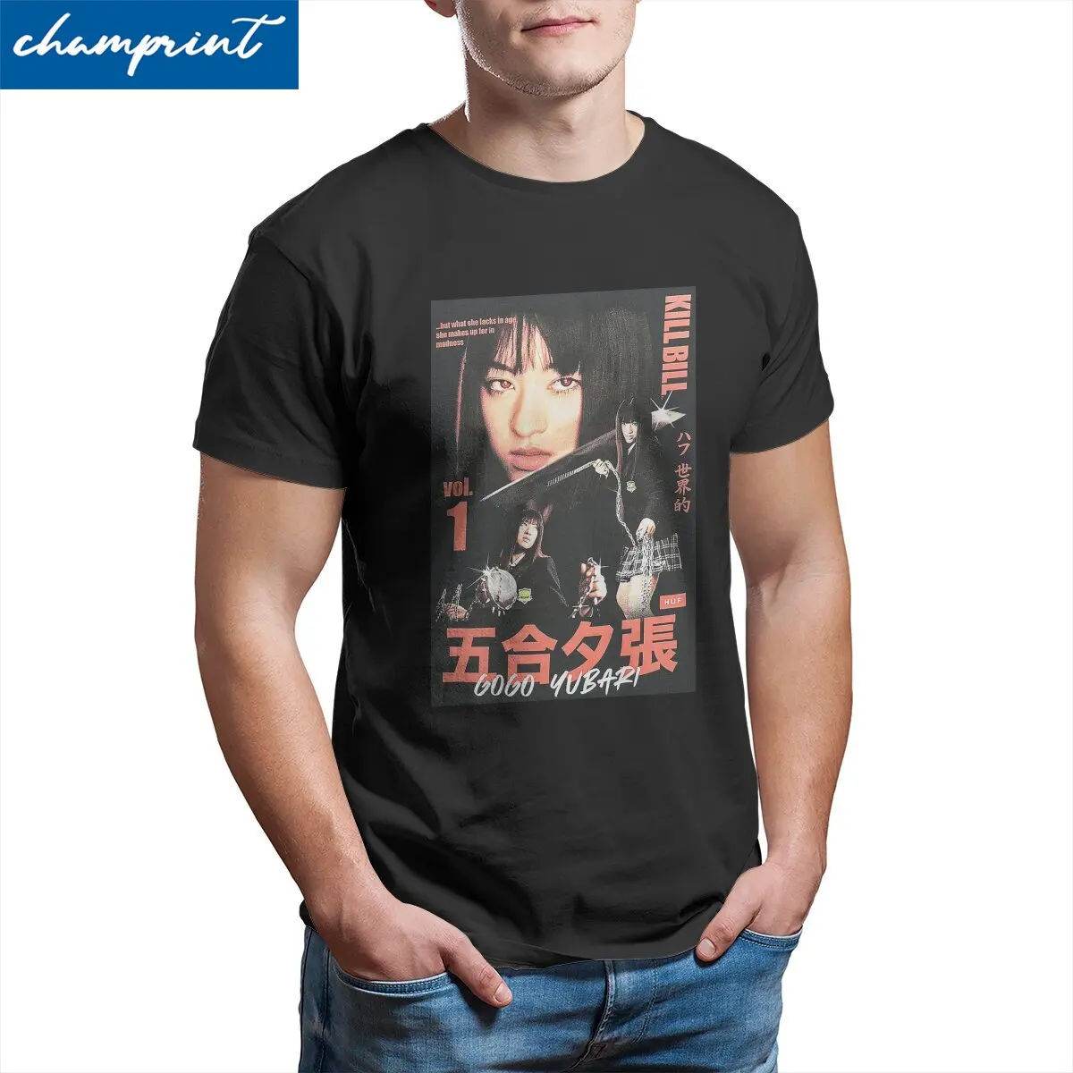 Men T-Shirt Gogo Yubari Movie Casual Pure Cotton Tees Short Sleeve Kill Bill T Shirts Round Neck Clothes Plus Size