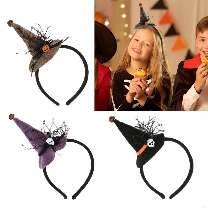 X4YC Halloween Witch Hat Hairbands Cosplay Headband Styling Ornament Accessory Costume Headpieces For Children And Adults