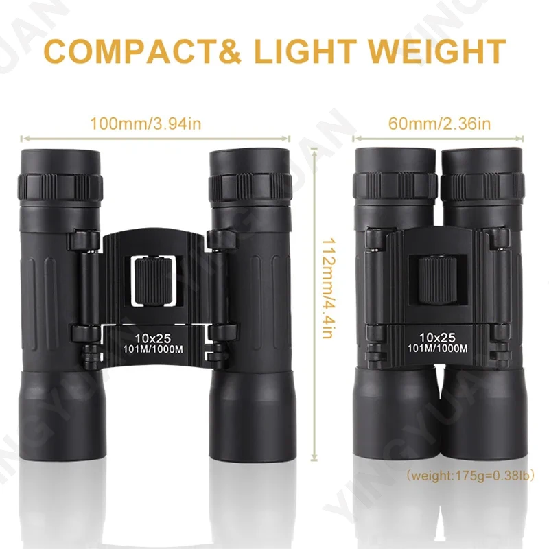 10X25 high-definition professional binocular telescope, compact folding telescope, suitable for bird watching, outdoor hunting,