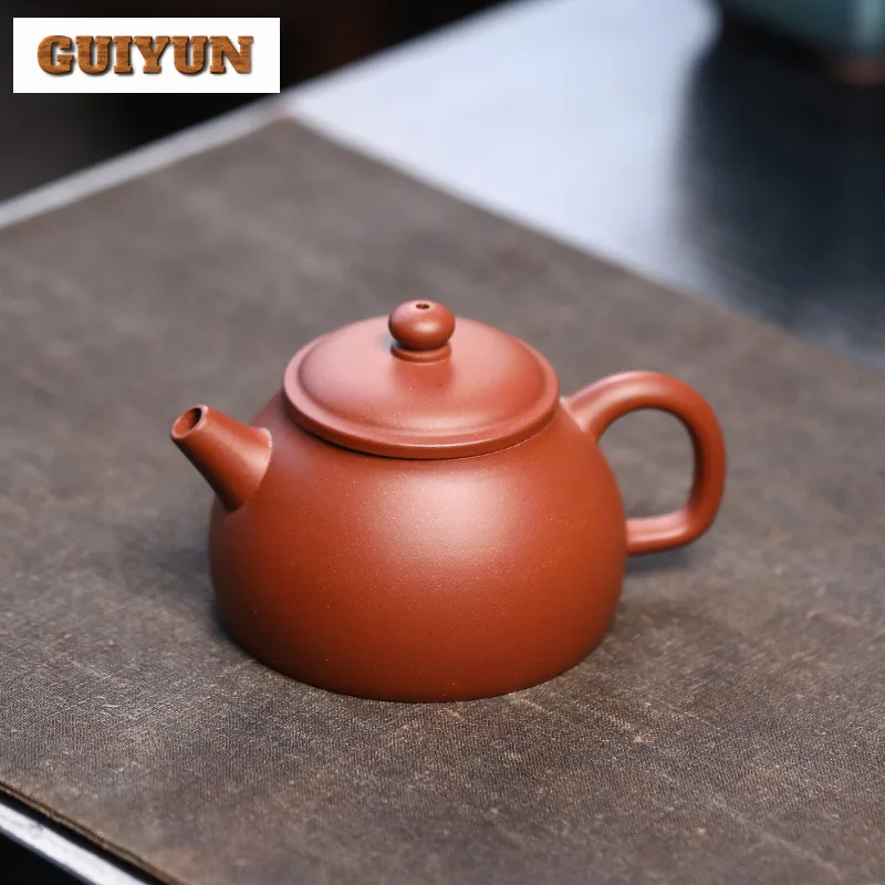 

160ml Luxury Yixing Purple Clay Teapots Handmade Half Scoop Pot Raw Ore Downhill Mud Tea Soaking Kettle Zisha Teaset Accessories