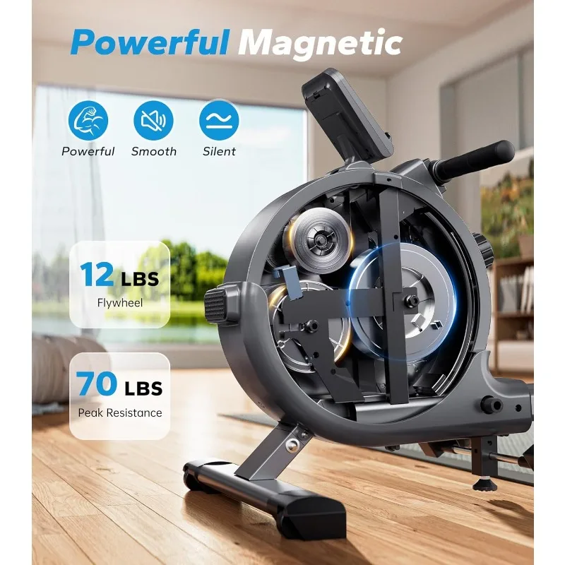 home.Rowing Machine, Magnetic Rower Machine for Home, Dual Slide Rail with Max 350lb Weight Capacity, App Compatible