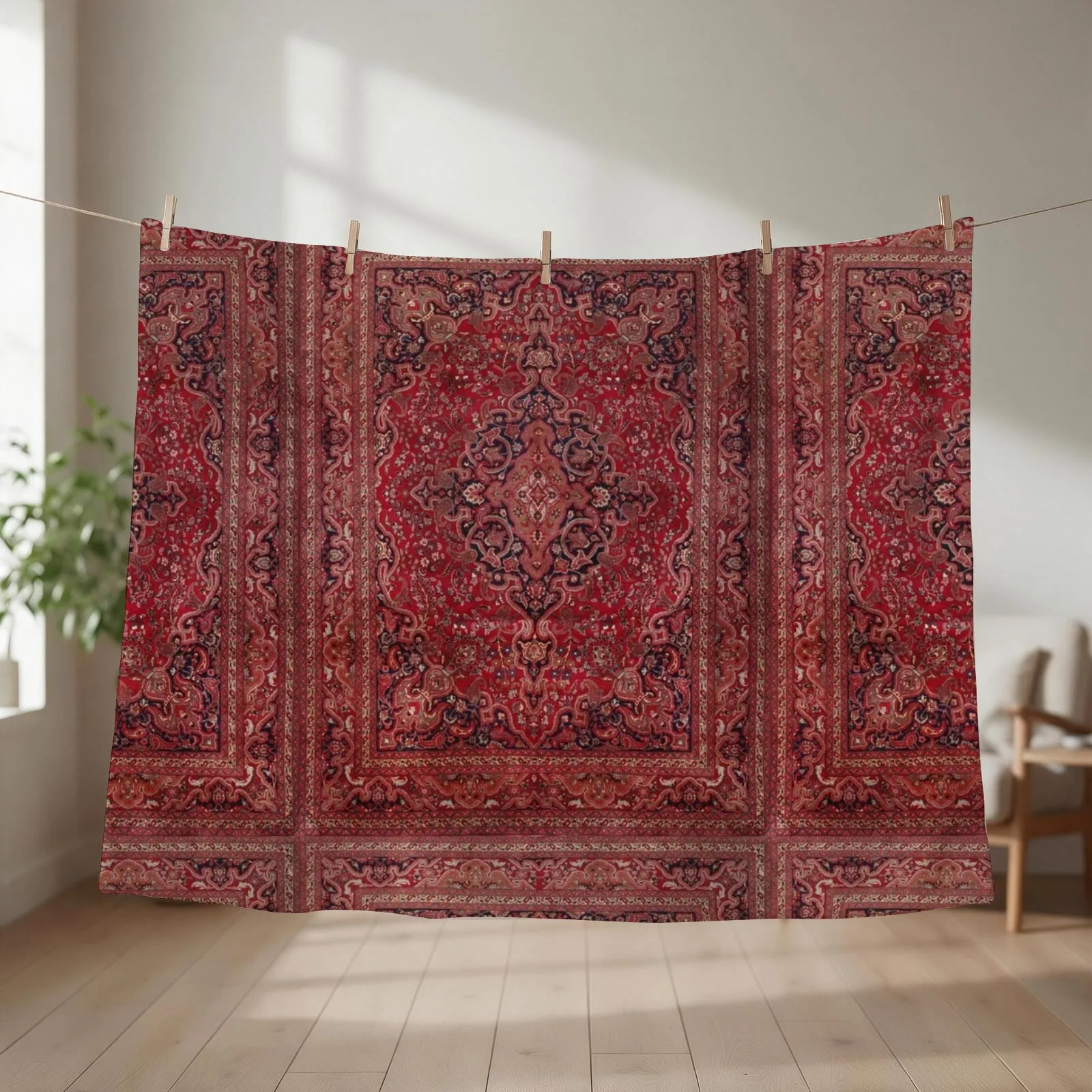 Antique Persian rug Throw Blanket couch cozy soft plush fuzzy picnic outdoor blanket