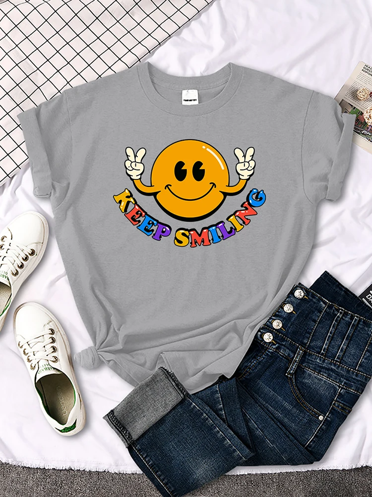 Keep Smiling To Life Tshirt Summer All-Matcht-Shirts Creativity Oversized Tshirt Sport Caual Breathabletshirt