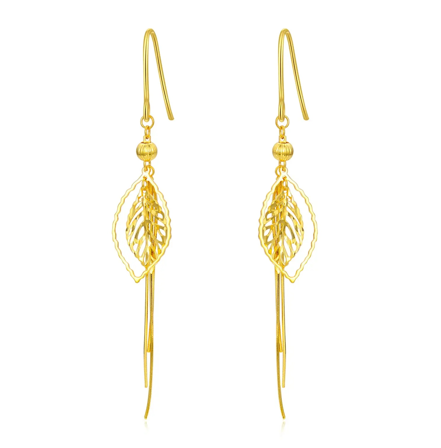 

YFN Solid 18k Yellow Gold Leaves Dangle Earrings for Women Drop Real Gold Long Earrings Hypoallergenic Fine Jewelry Gifts