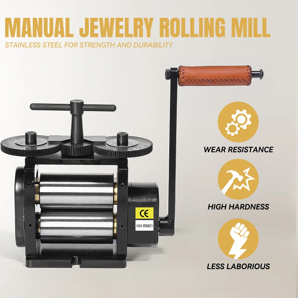 KATWAY Black Rolling Mill 130MM Flat Jewelry Jewellery Ring Making Engraving Machine Metal Gold Silver Engraver Tool HH-RM02B