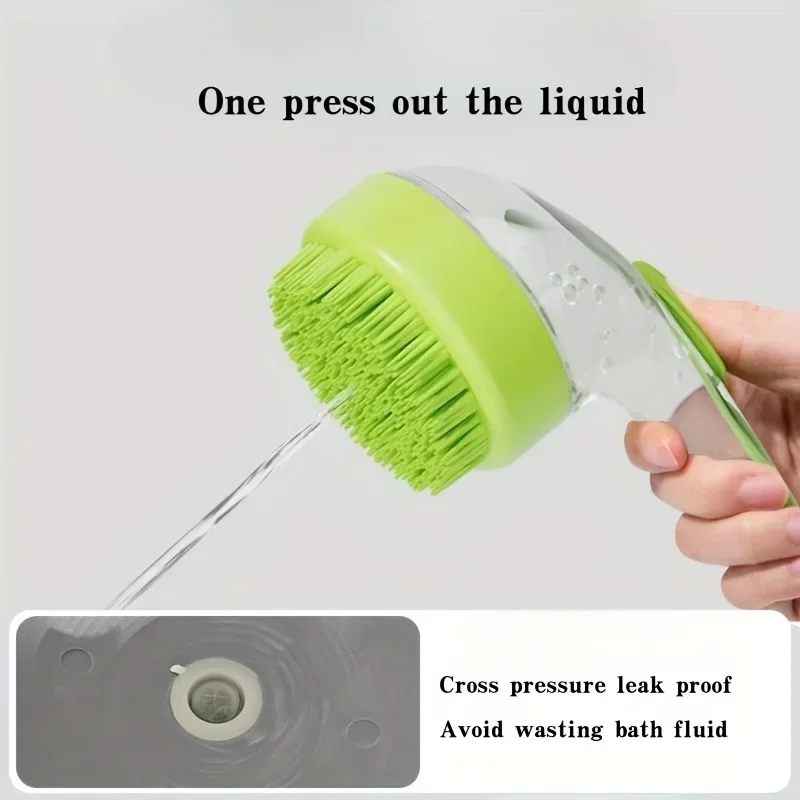 

An ergonomic long-handled dog bath brush — a massage and grooming tool with a comfortable grip, suitable for cats and dogs, in yellow-green design, pet grooming tool | User-friendly pet brush | Durable plastic brush