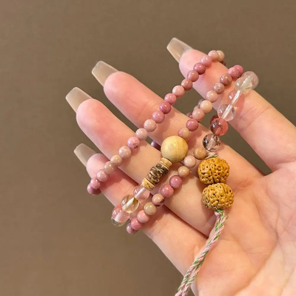 Fashion Neo-Chinese Style Beaded Bracelet Pink Multilayer Hanfu Style Necklace Ornaments Charm Crystal Bracelet Gift