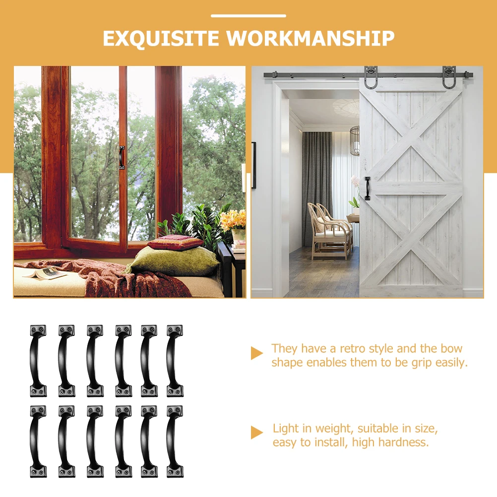

12Pcs Door Handles Iron Bow Shape Classic Cabinet Pulls Drawer Handles Wardrobe Cupboard Furniture Metal Door Pull