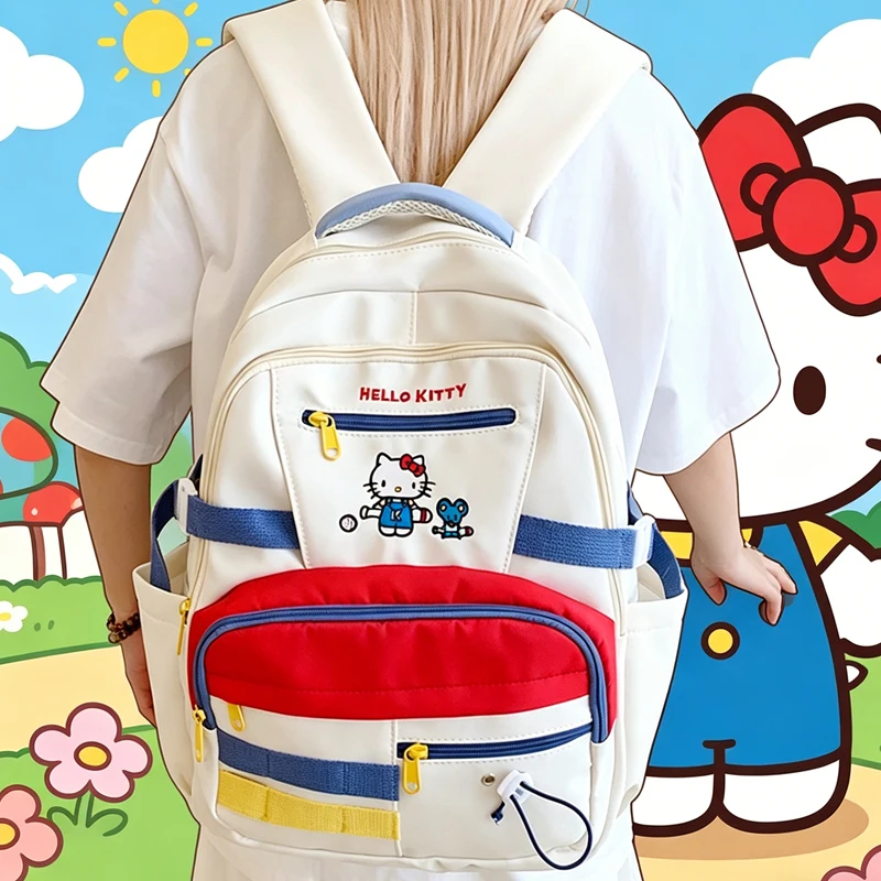 

Hello Kittys Backpack Cinnamoroll Cute New Cartoon Embroidery Large Capacity Backpack Student Bag Nylon Girl Gift