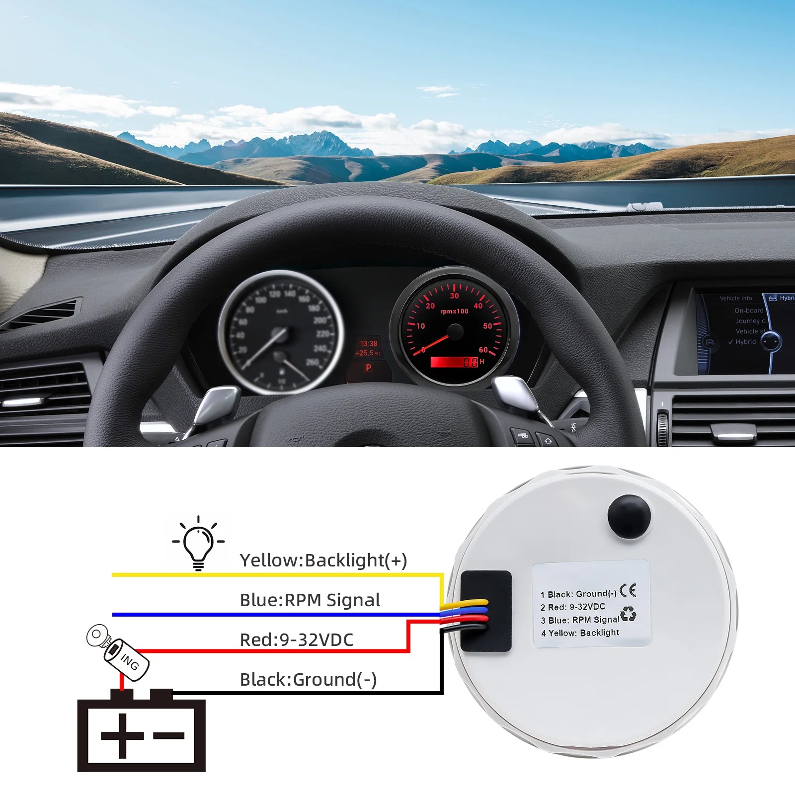 เรือ Tachometer 3000-8000Rpm LCD ชั่วโมงดิจิตอล Tachometer 7สี Backlight 85มม.ความเร็วเครื่องวัดความเร็วสำหรับ Auto เรือ Yacht RV