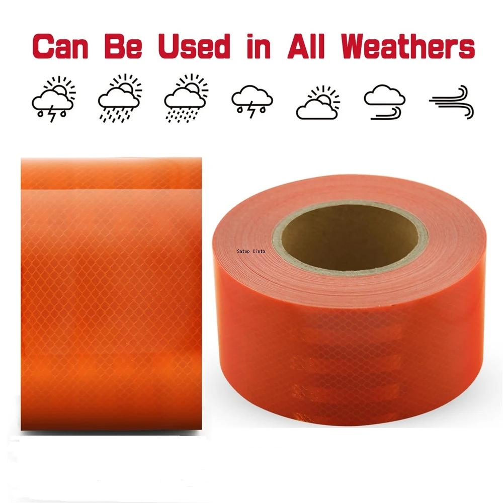 4inch*17FT Micro Prismatic Reflective Vinyl Strips Orange Printing Waterproof Self-Adhesive Reflectors Tape Film For Truck Trail