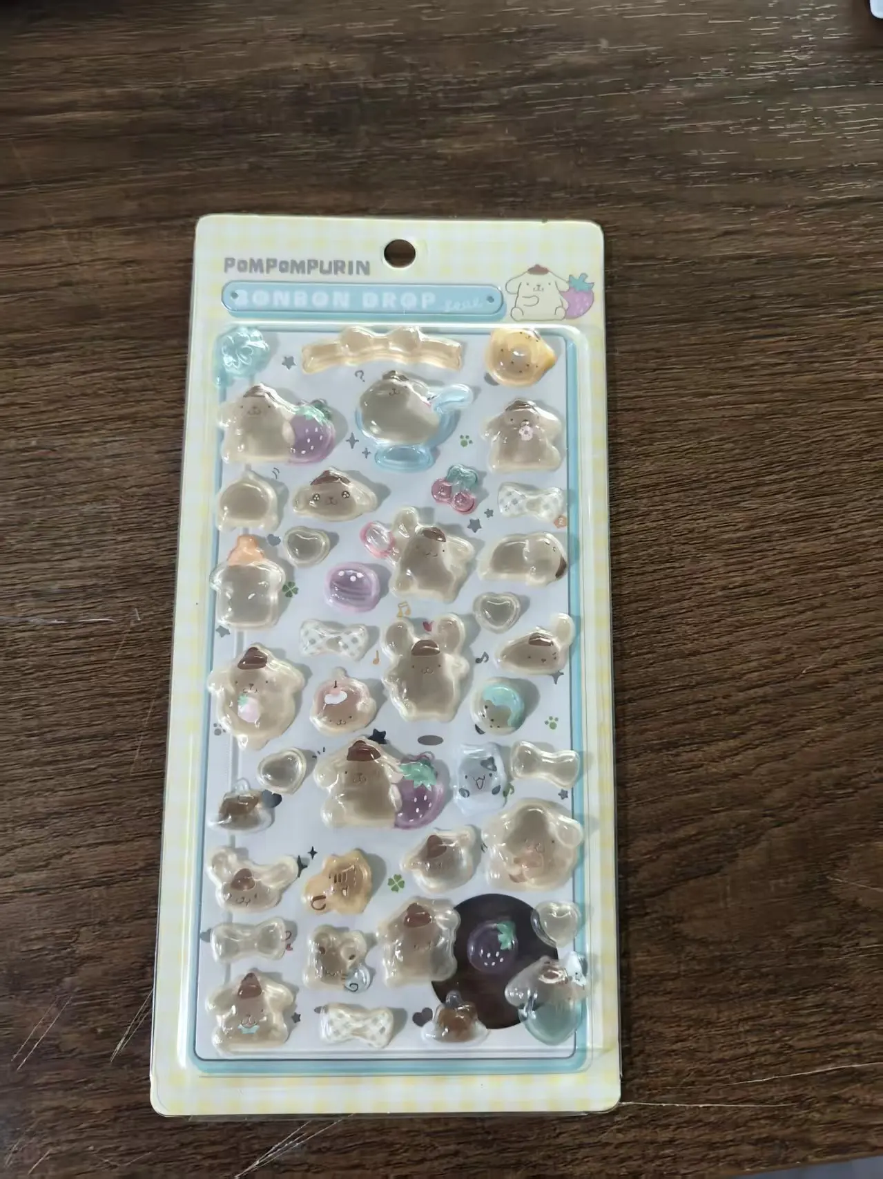 2026  New Sanrio 3D relief crystal sticker for Meileti Kitty Yuguigou phone case DIY sticker solid