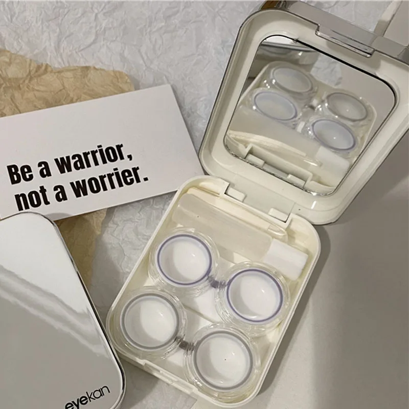 Gentleman Style Contact Lens Case With Mirror Ins Simple Beauty Lens Case Contact Lens Storage Box Gift