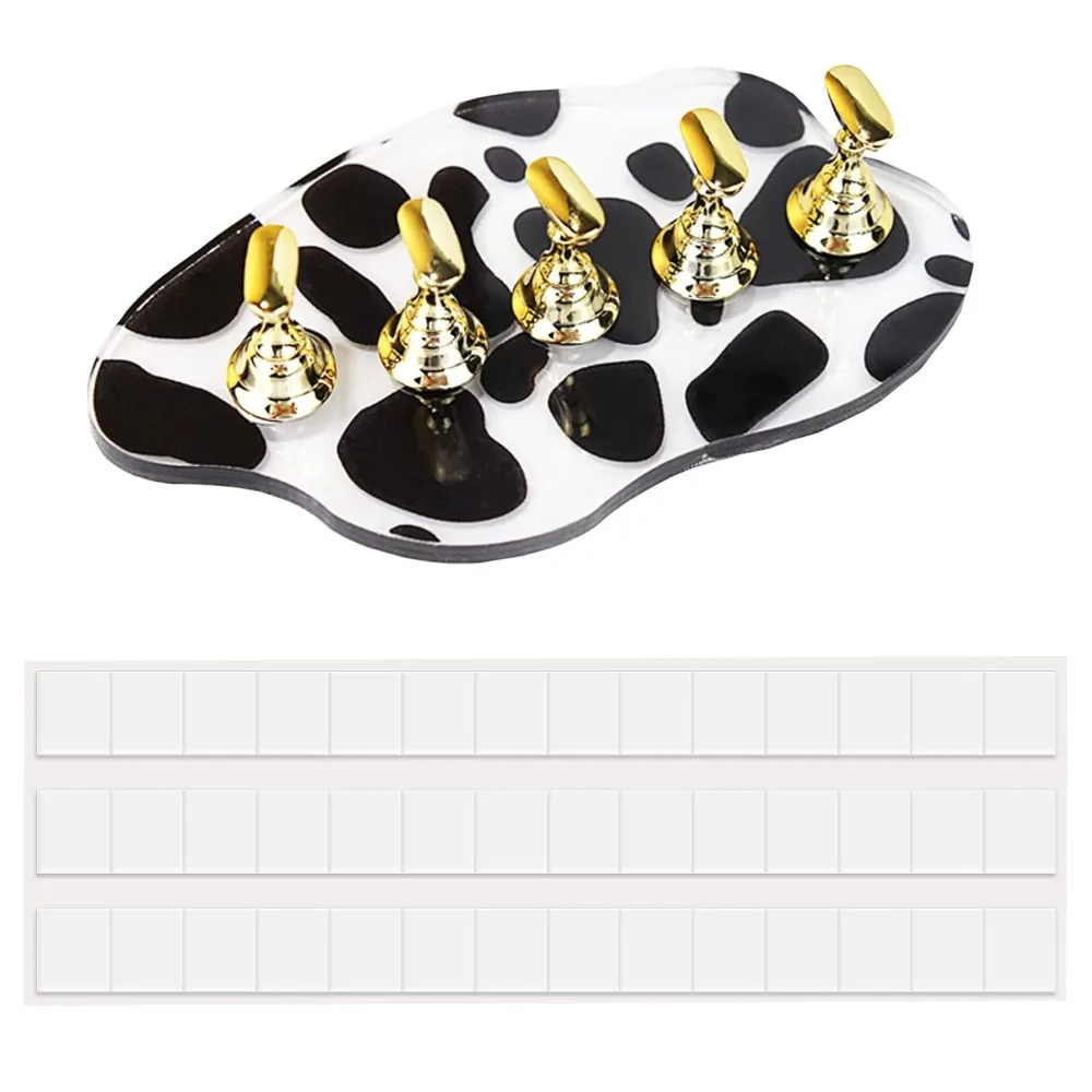 Acrylic Nail Stand with 42pcs Reusable Putty Kit for Nail Painting, Display, and Practice