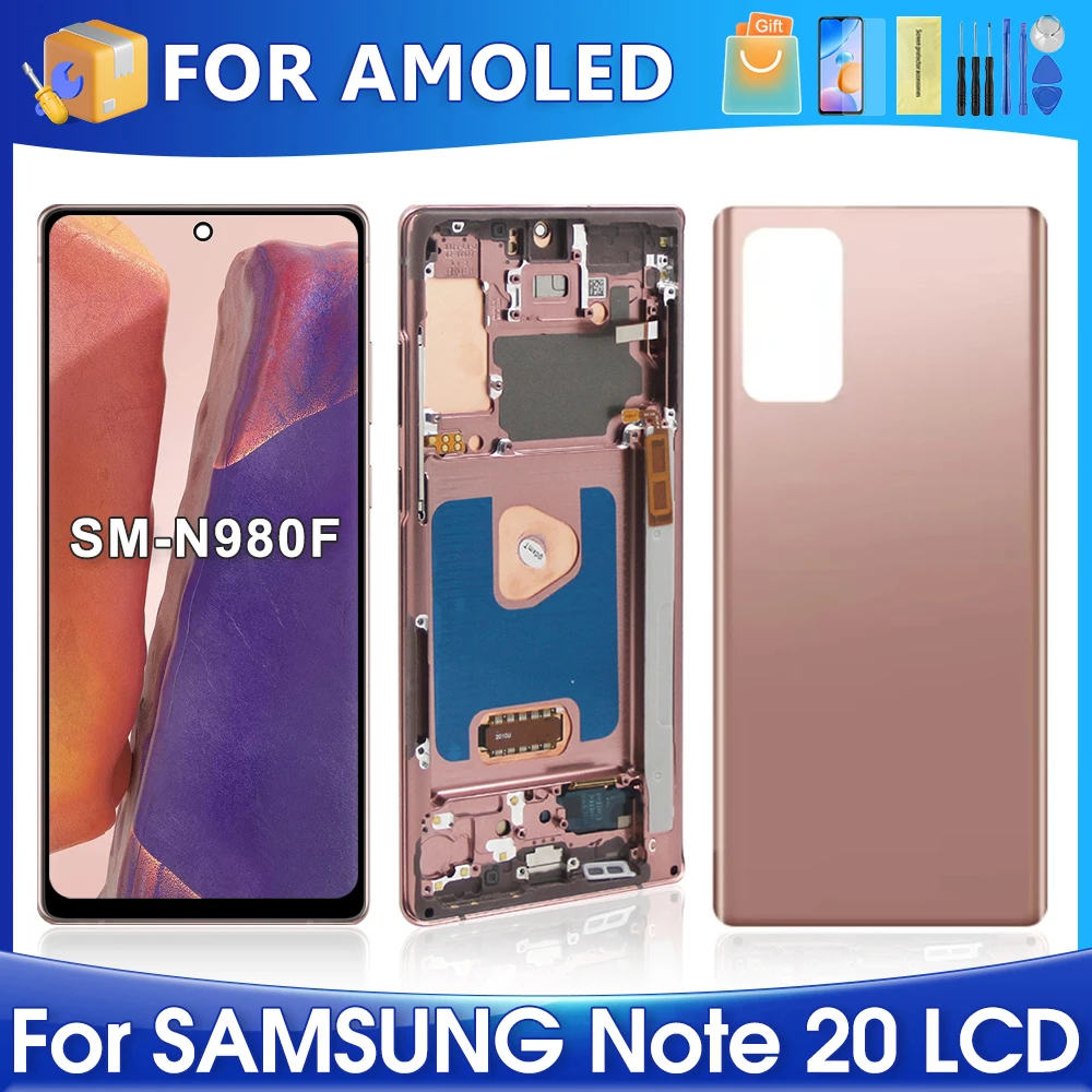 

6,7 ''Note 20 для Samsung AMOLED Note20 N980 N980F N980F/DS ЖК-дисплей с дигитайзером сенсорного экрана в сборе, замена