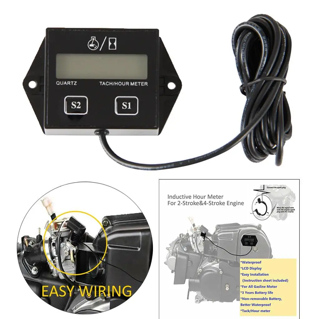 

Водонепроницаемый цифровой счетчик частоты об/мин, ЖК-дисплей, велосипед, мотоцикл, морской 2-тактный 1/2 цилиндра; 1, 2- или 4-цилиндровые двигатели