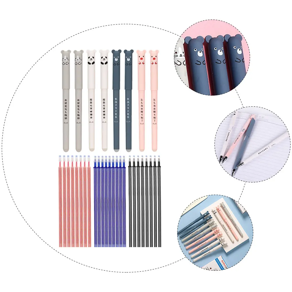 

Erasable 0.35Mm Cartoon Gel Ink Bulk Fine Tip Writing For Note Taking Journal Office Supplies Aesthetic Pens For Students Smooth