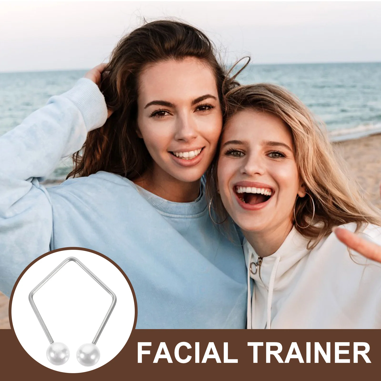 2 個のフェイシャルツールディンプルトレーナー軽量金属フェイスエクササイザー頬用ビューティーシェイパーフェイシャルエクササイザーメーカー