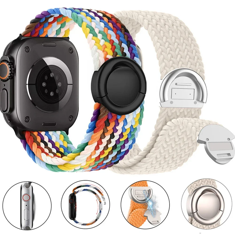 Geflochtenes Armband für Apple Watch Band 44 mm 40 mm 45 mm 49 mm 41 mm 38 Schnalle Armband iWatch Serie SE 7 6 8 9 10 Ultra2 Magnetband
