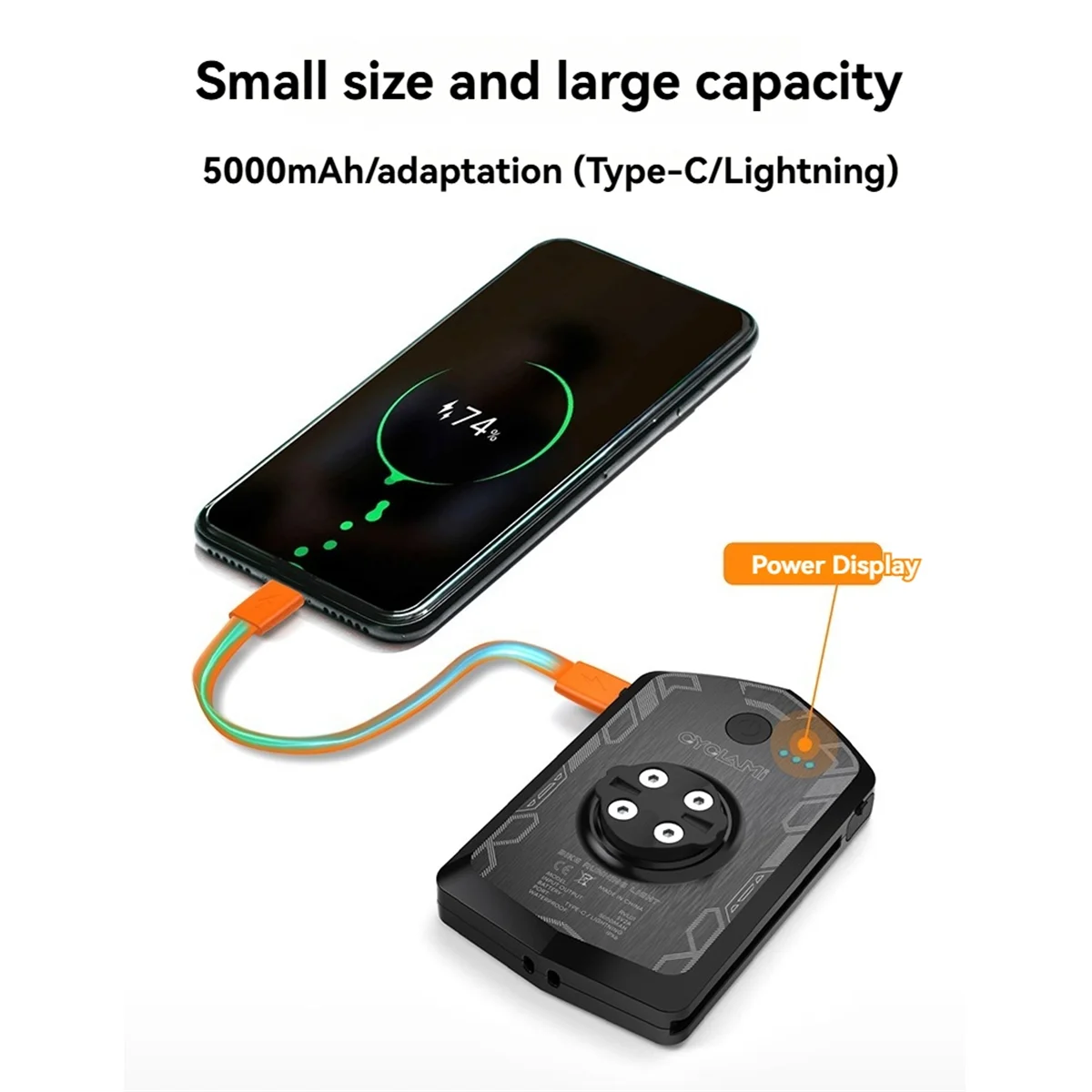 M87K دراجة الجبهة ضوء IPX6 مقاوم للماء ركوب الدراجات قوة البنك نوع-C شحن للكمبيوتر IGS
