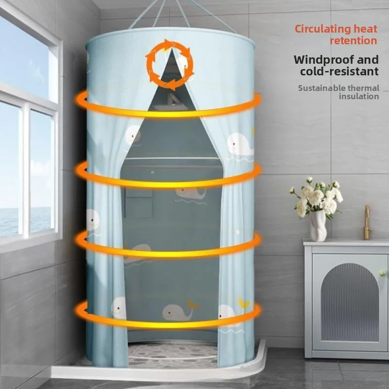 

Thickened Bath Curtain New Adult Insulated Sauna Bath Tent Windproof Winter Waterfall Bath Steaming Moon Bathroom Polyester