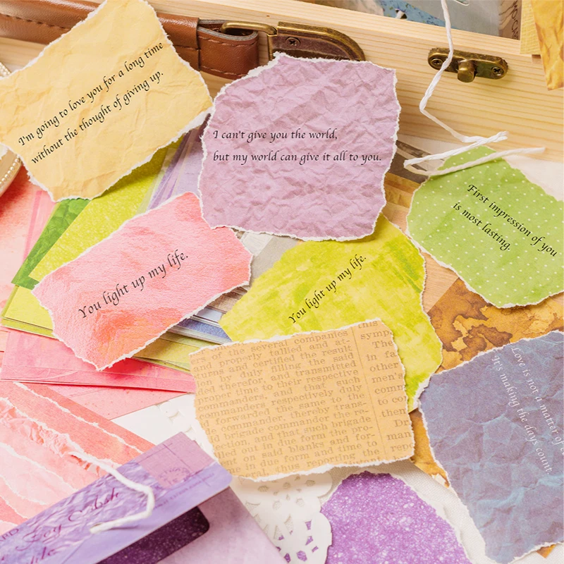 100 Pcs Colorful Square Materials Paper Decor Junk Journal Planner Collage Stationery DIY Scrapbooking Craft Paper