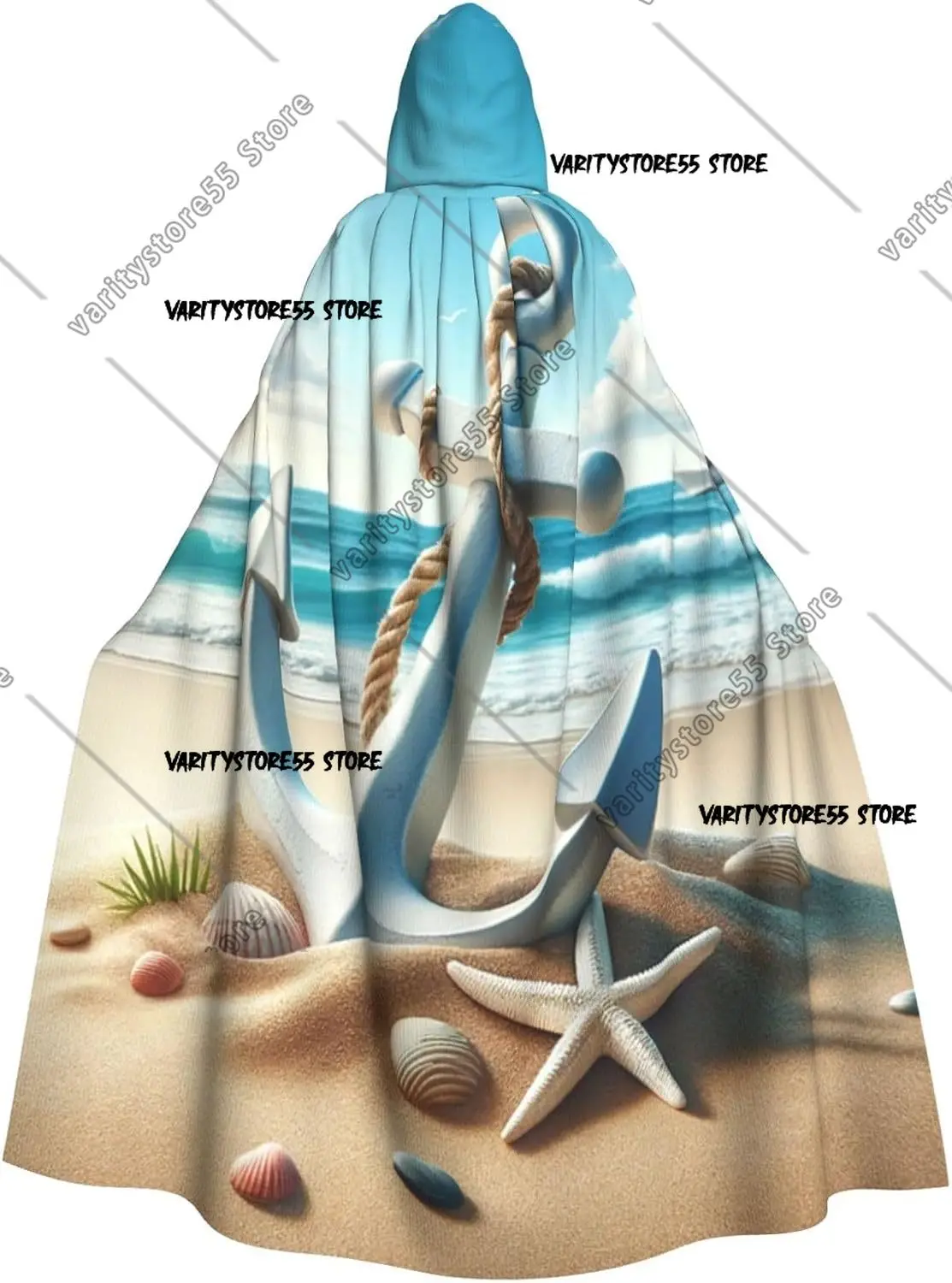 

Starfish Summery Beach Adult Witch Hooded Cape Halloween Costume Hooded Cloak
