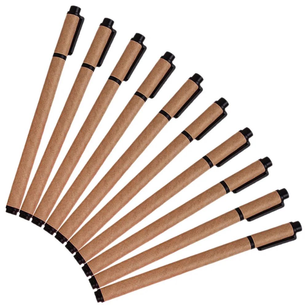 

10Pcs Neutral Gel Ink Pens Plastic Kraft Paper Smooth Writing Office Signature Pens Party Gifts Stationery Multipurpose Portable